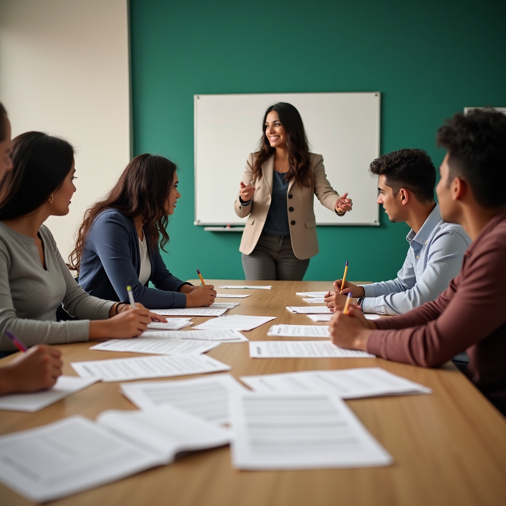 Small group of young couples participating in a facilitated financial planning workshop session